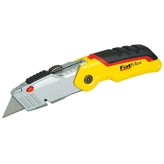 STANLEY 0-10-825 utility knife FatMax, yellow and black handle, side angle, white background.