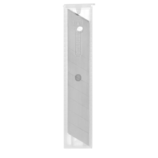STANLEY 0-11-219 snap-off utility blades pack, silver blades in clear plastic case, straight angle.