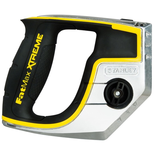 STANLEY 0-20-104 FatMax XTREME hand saw, black and yellow, side angle on white background.