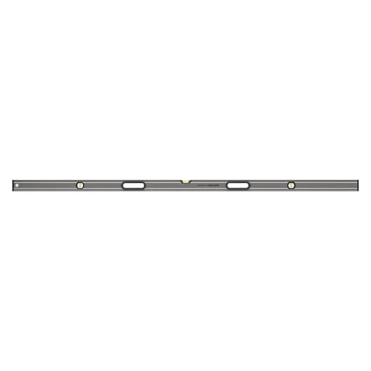 Photo of STANLEY 0-43-672 spirit level, silver finish, three bubble vials, top view, hand holes, for precise leveling.
