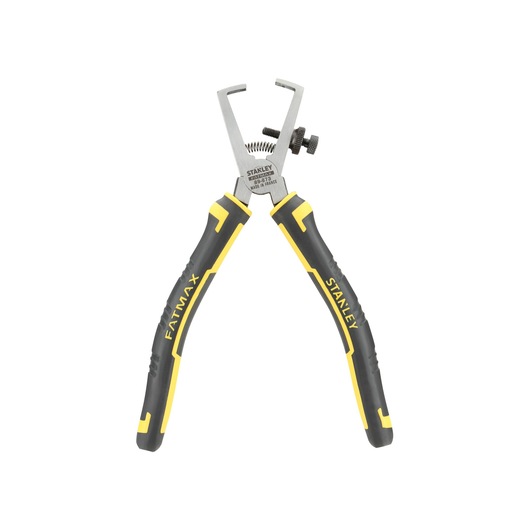 Stanley wire stripping pliers with black and yellow handles, suitable for electrical and photography work.