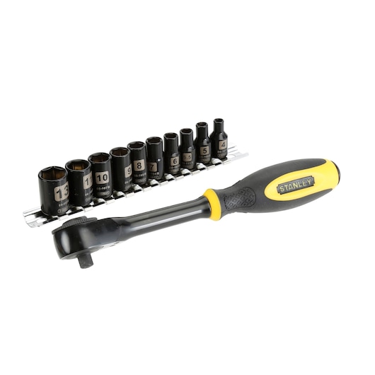 Set de clicheți rotativi cromați STANLEY® 1/4 in., 11 buc.