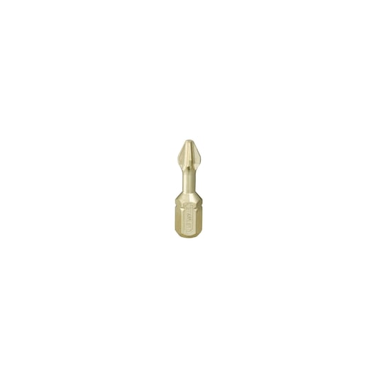 STANLEY 1-13-689 gold-colored Phillips screwdriver bit, front angle, on white background.