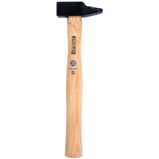 STANLEY 1-54-665 blacksmith hammer with wooden handle, side angle on white background.
