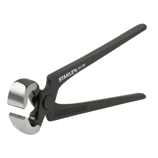 Stanley end cutting pliers with black handles and polished jaws, shown on a white background.