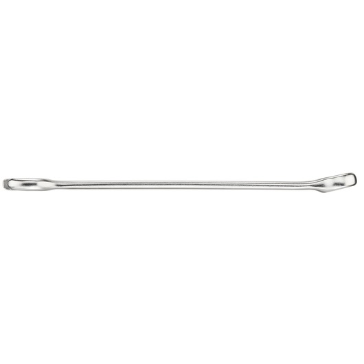 STANLEY FMMT13031-0 double-ended polished steel pry bar, side view, on white background.