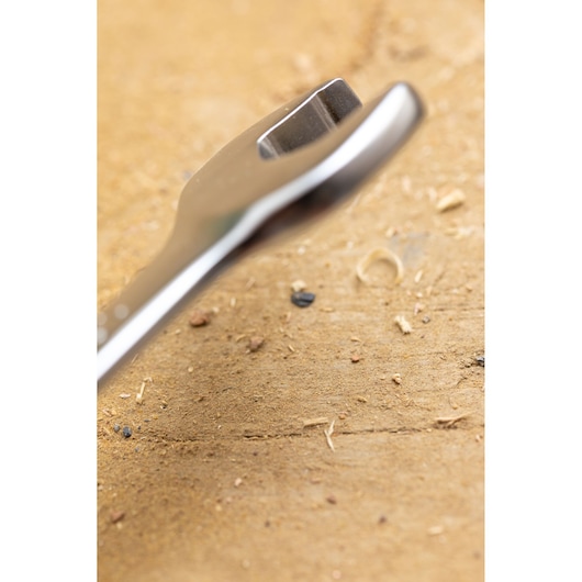 STANLEY FMMT13082-0 wrench close-up on wood surface, angled view.