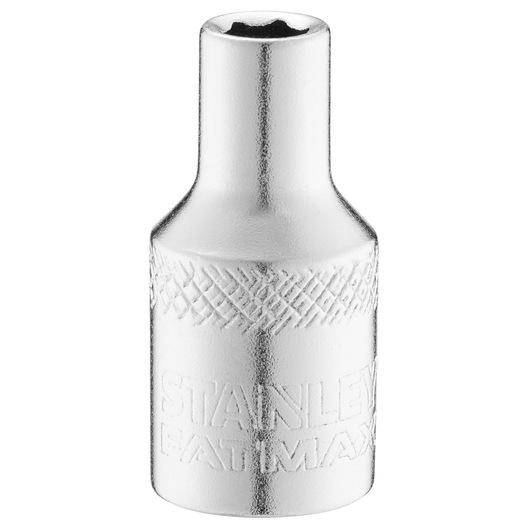 STANLEY FMMT17185-0 chrome finish socket, photo of tool upright on white background.