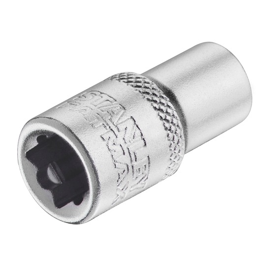 STANLEY FMMT17191-0 socket, silver finish, close-up angle, knurled grip and black inner slot.