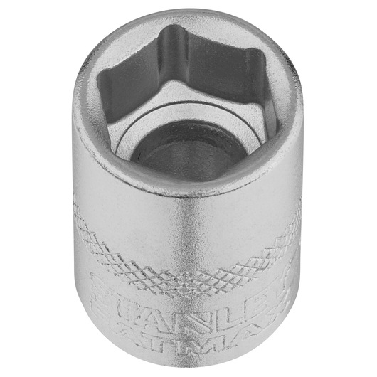 STANLEY FMMT17213-0 chrome 6-point socket, product photography, top angle on white background.