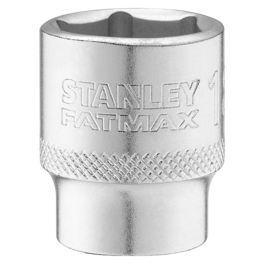 STANLEY FMMT17218-0 chrome socket with knurled grip, front angle, FATMAX series, silver hand tool.