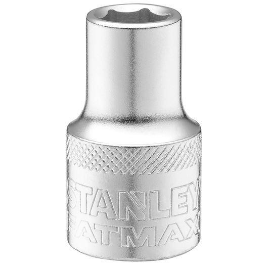 STANLEY FMMT17229-0 socket, silver metal, FATMAX logo, tool photography, front angle, white background.