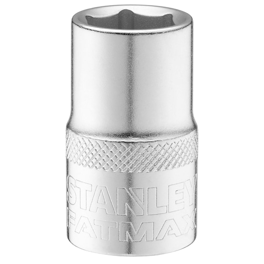 STANLEY FMMT17233-0 chrome socket, knurled grip, shown upright on white background.