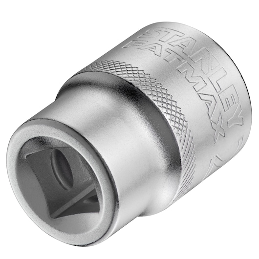 STANLEY FMMT17241-0 socket, silver finish, close-up angle, knurled grip detail, FATMAX branding visible.