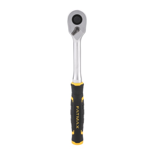 STANLEY FMMT82676-0 ratchet handle, black and yellow FATMAX grip, front angle on white background.
