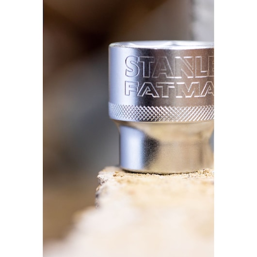 STANLEY FMMT82679-0 chrome socket tool close-up, textured grip, FATMAX branding visible.