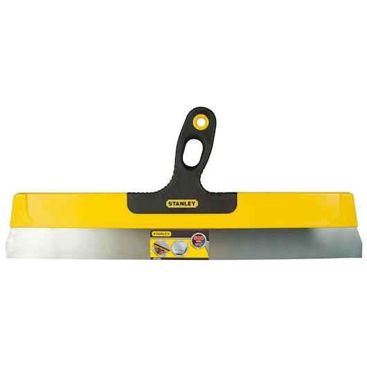 STANLEY STHT0-05936 taping knife with yellow handle, front angle, photography on white background.