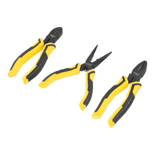 Clește DYNAGRIP® STANLEY® 3 bucăți, 150 mm, combinat, tăiere în diagonală, cu vârf lung