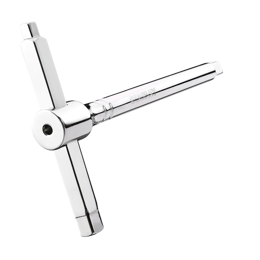 STANLEY STHT80872-0 T-handle hex key, chrome finish, product photography, angled on white background.