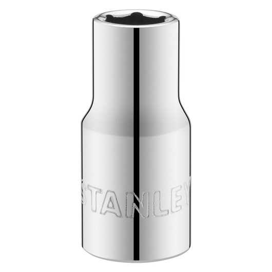 STANLEY STMT86103-0 chrome socket, product photography, front angle, tool accessory.