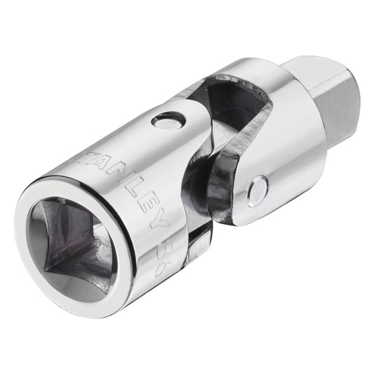 STANLEY STMT86411-0 chrome universal joint socket, photography, angled on white background