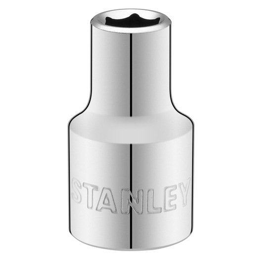 STANLEY STMT86509-0 chrome socket, star-shaped head, tool accessory, front angle, white background.