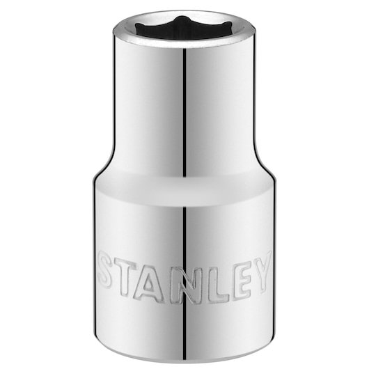 STANLEY STMT86511-0 chrome socket, tool accessory, frontal angle on white background.