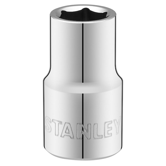 STANLEY STMT86512-0 chrome socket, polished finish, close-up front angle on white background.