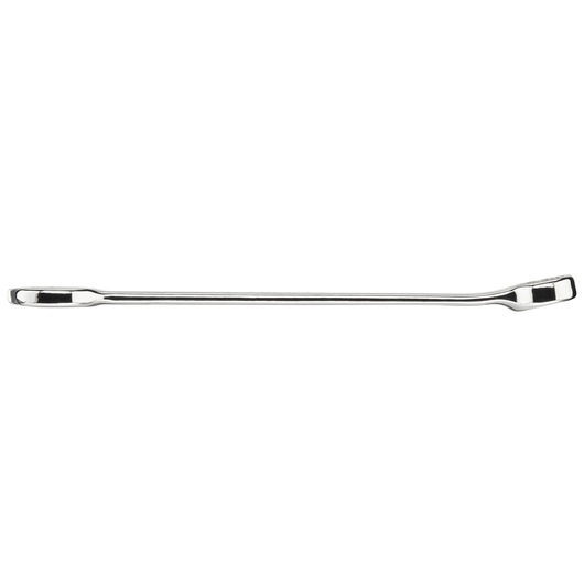 STANLEY STMT95791-0 chrome double box-end wrench, side view, with offset ends and polished finish.